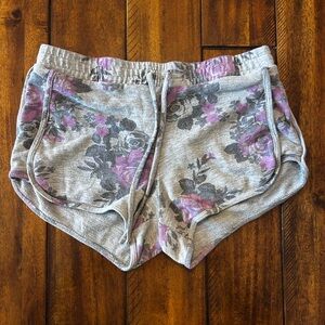 Justice Floral Gray and Purple Shorts
